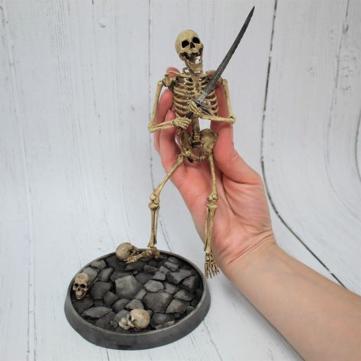 Skeleton Fighter with Curved Sword on Stand