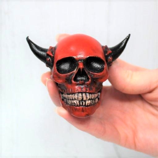 Medium Red Horny Devil Skull