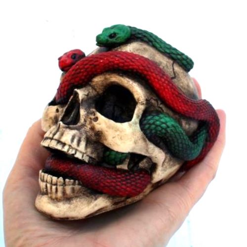 LARGE Skull with RED and GREEN SNAKES